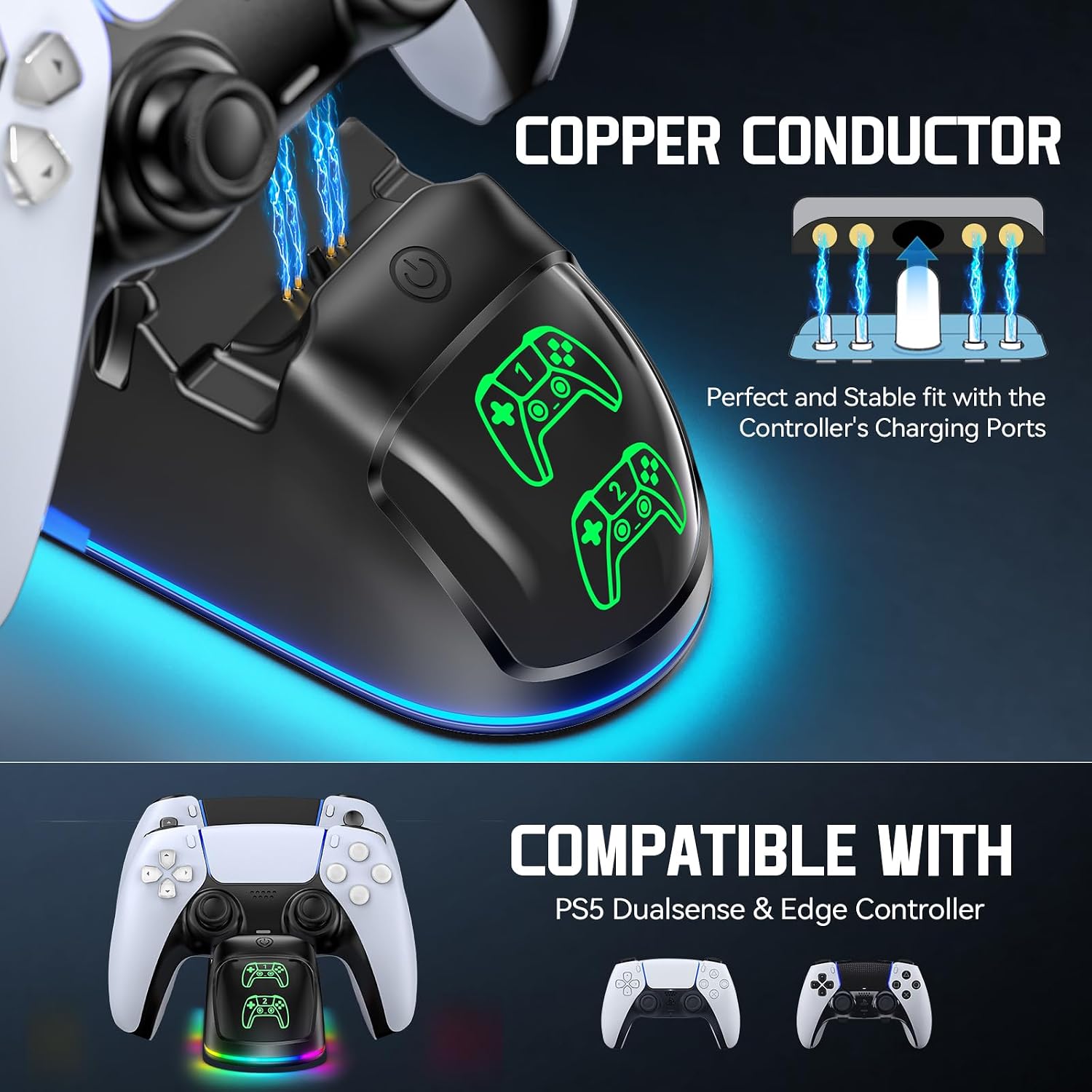 Thumbnail 4 de RGB PS5 Ladestation 2x Controller 2h Ladezeit