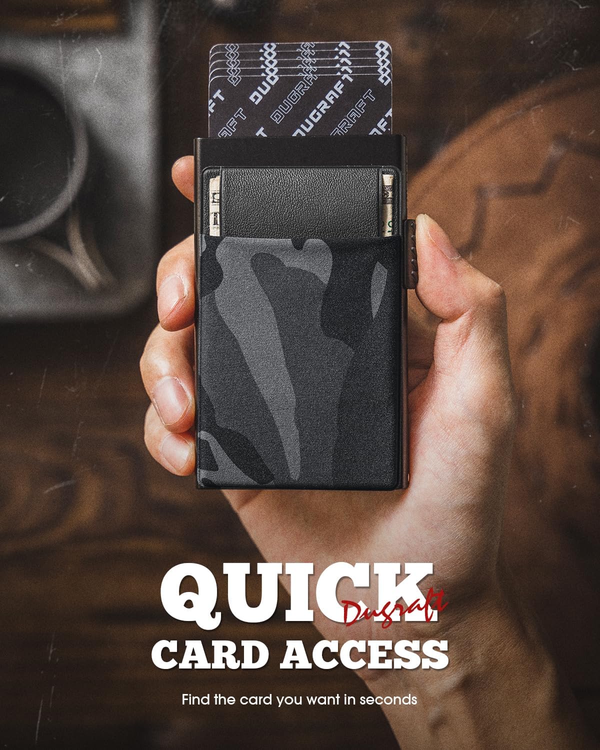 Thumbnail 1 de DUGRAFT Men’s Pop-Up Aluminium Credit Card Holder Wallet with RFID Blocking & Coin Pocket