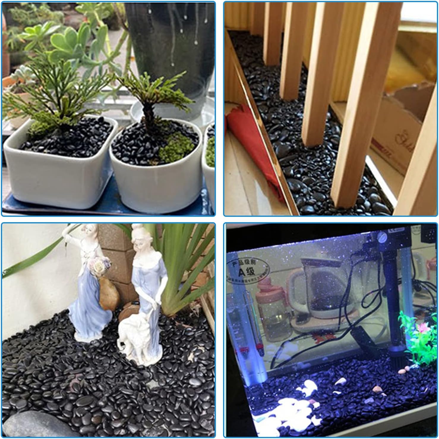 Thumbnail 4 de Hisredsun 2.1lb polished black river pebbles for garden