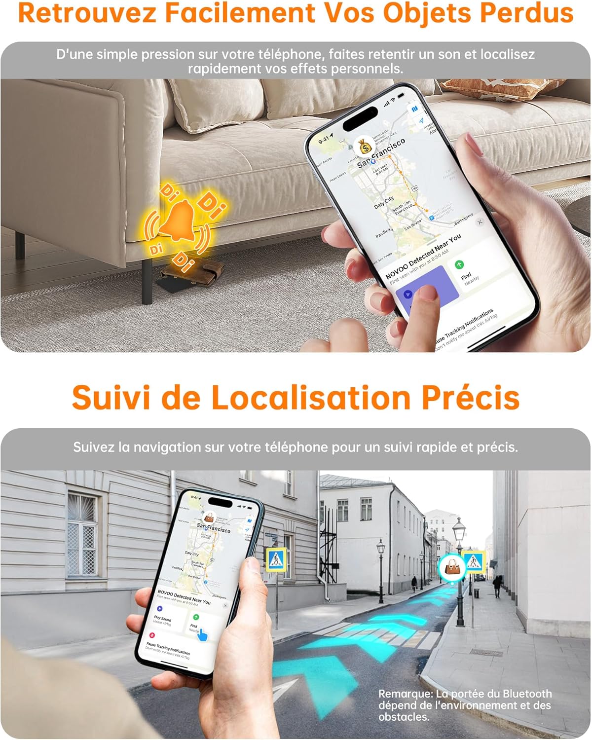 Thumbnail 3 de Carte traceur NOVOO compatible iOS « Air Tag » – format ultra-fin 1,6 mm pour portefeuille, passeport et bagages