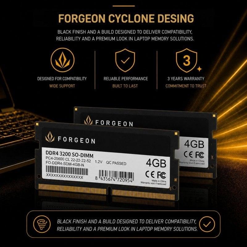 Thumbnail 2 de Forgeon Cyclone PLUS V2 DDR4 3200 MHz 8GB (2x4GB) CL22 – Negra