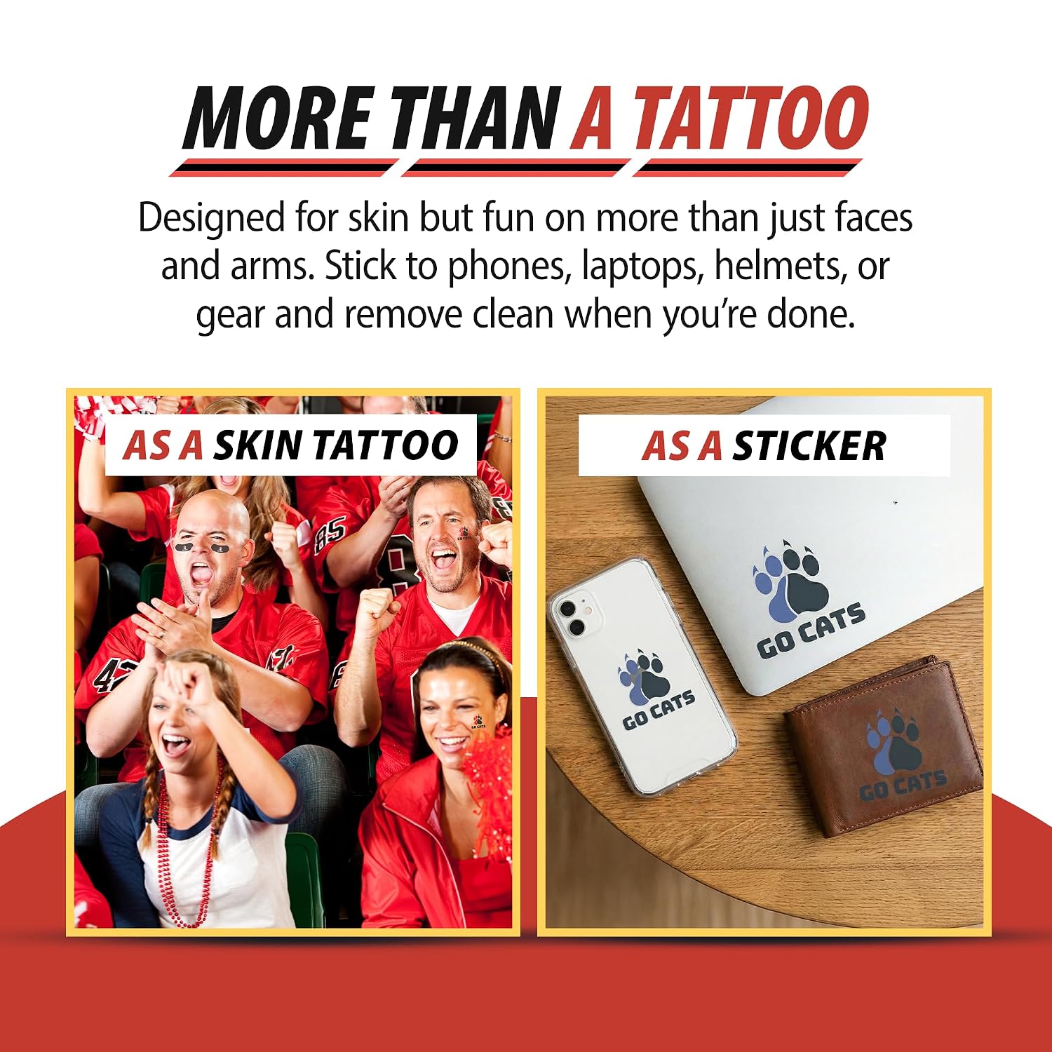 Detalle 2 de Fan-A-Peel Auburn Tigers Waterless Temporary Tattoo, Waterproof Peel-and-Stick