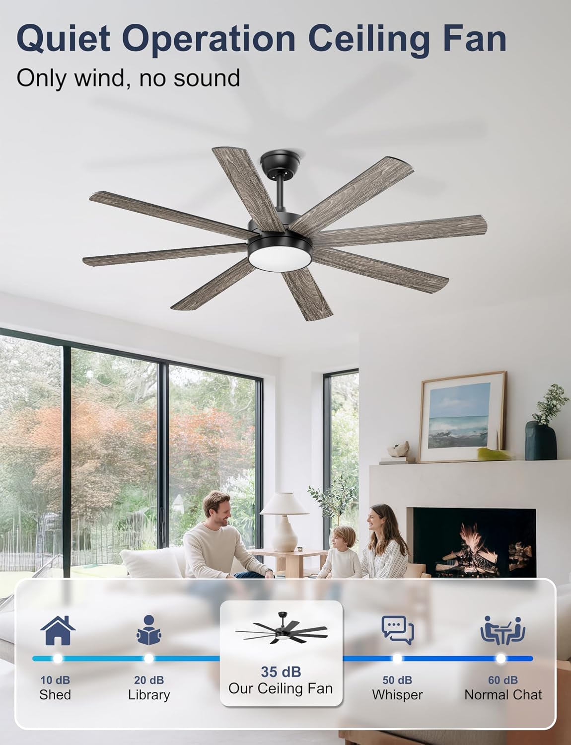 Thumbnail 6 de Phylluz ZS106 60-Inch Ceiling Fan with Light, 8 Blades and App Control
