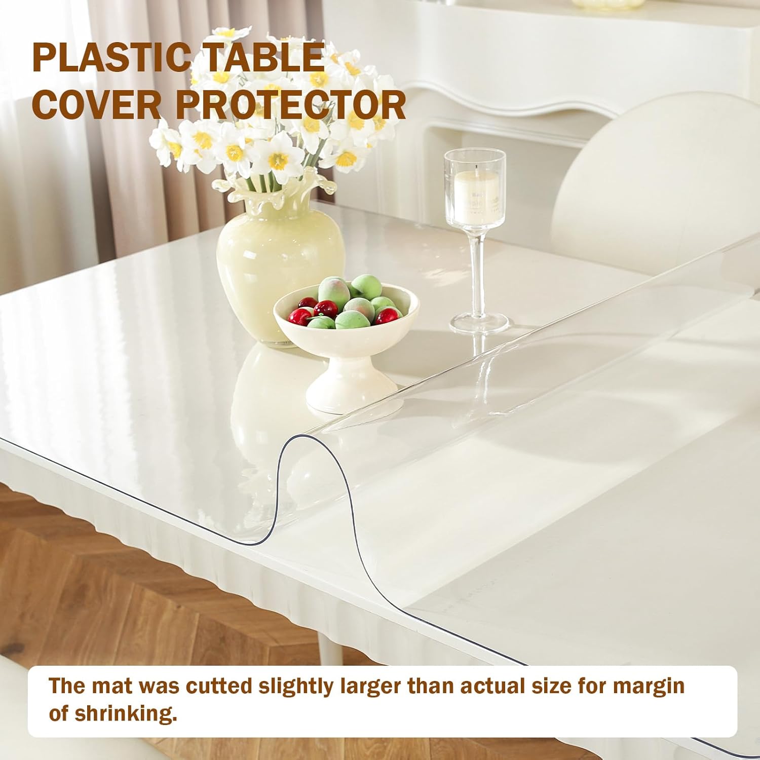 Detalle de Royhom Clear Table Protector 1.5mm Thick 200 x 100 cm – durable PVC cover for tables