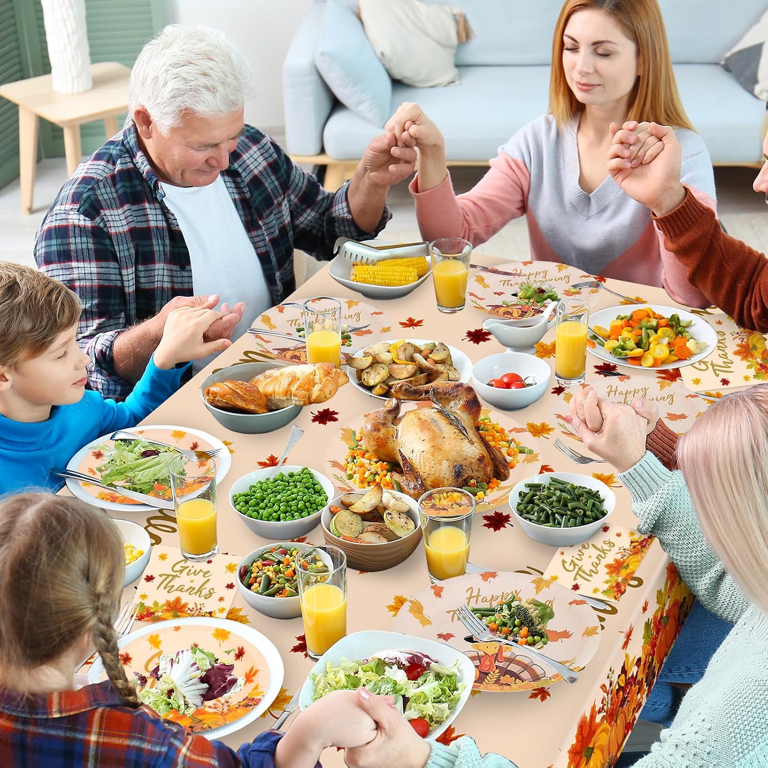 Thumbnail 6 de PERFQU Thanksgiving Paper Plates and Napkins Set, 150 Pieces, 9- and 7-Inch