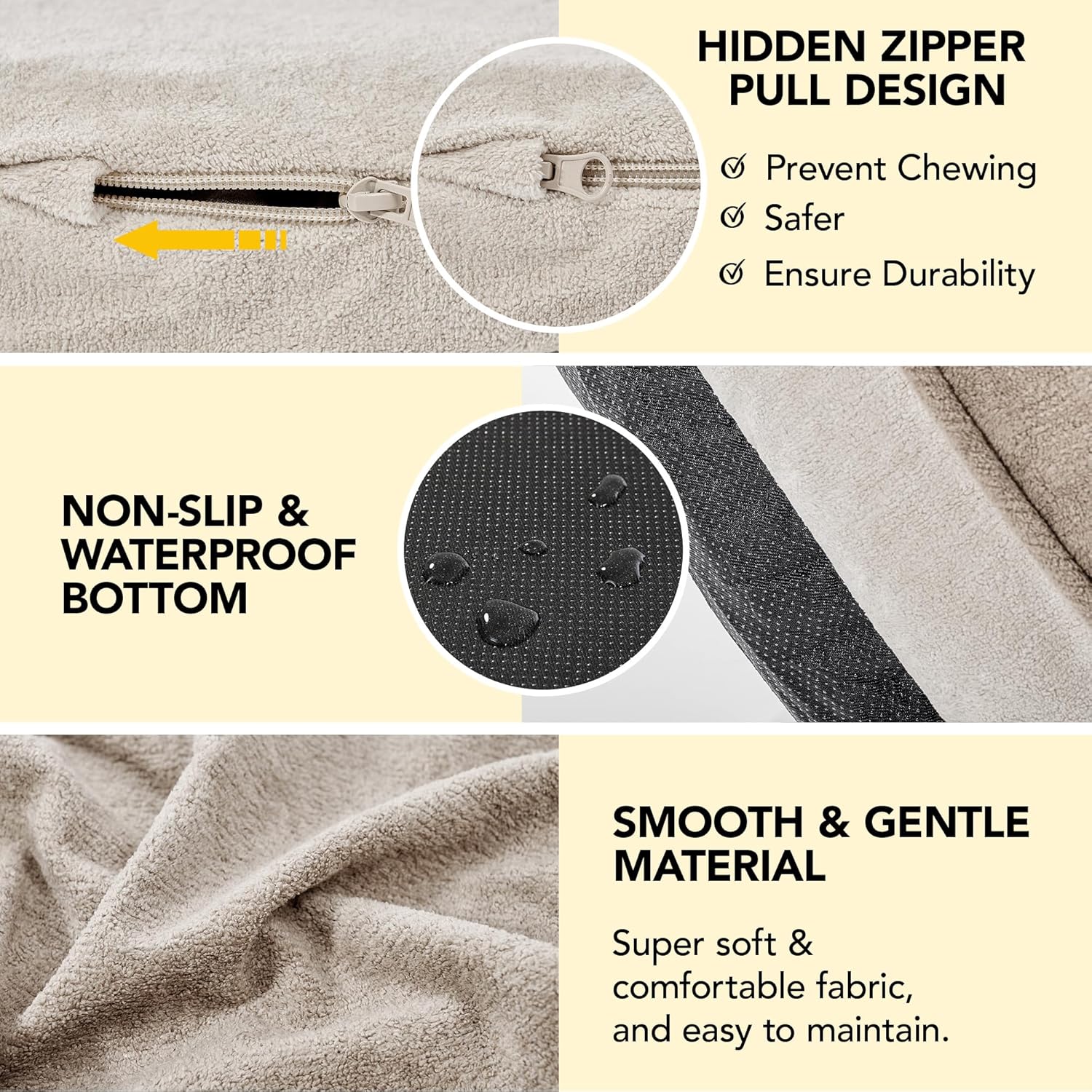 Thumbnail 4 de Tapis orthopédique Deconovo pour chien (51x51x15) taupe et blanc cassé