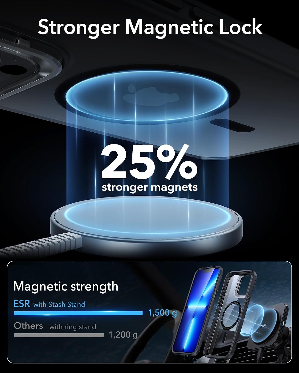 Thumbnail 6 de ESR Armor Series Case with Stand for iPhone 13 Pro Max (Clear Black) with MagSafe Compatibility
