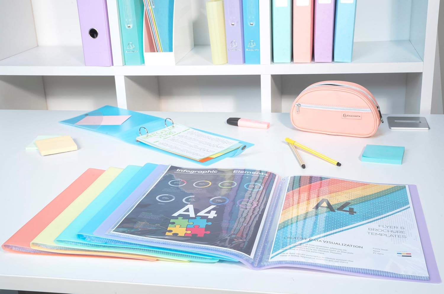 Thumbnail 6 de Exacompta Chromaline pastel - Paquet de 5 protège-documents A4, 20 poches, 40 vues, 24 x 32 cm