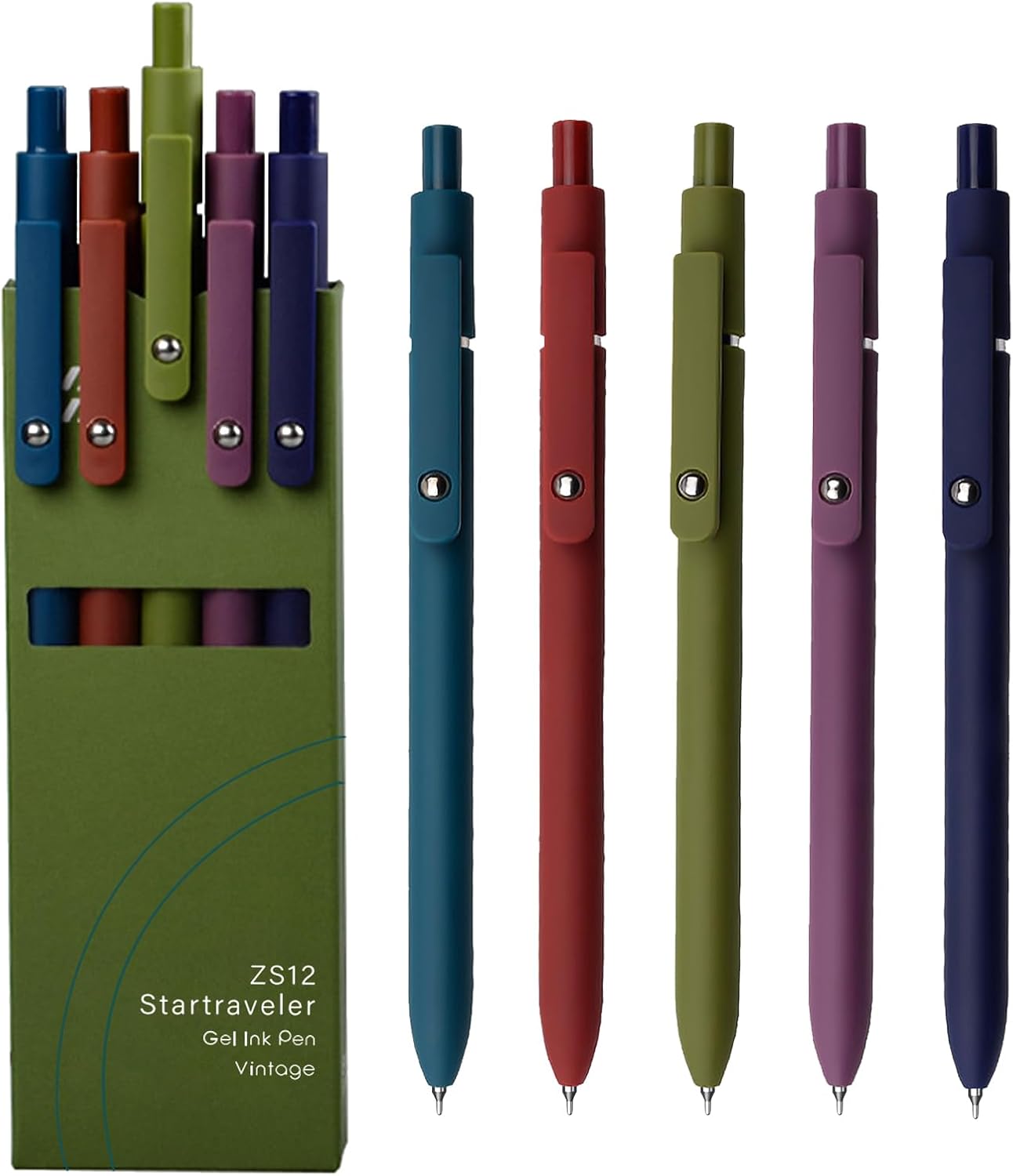 Detalle de YOXMJDB Model 1 Gel Pens, 0.5 mm Black Ink, Retractable Soft-Grip, 5-Pack