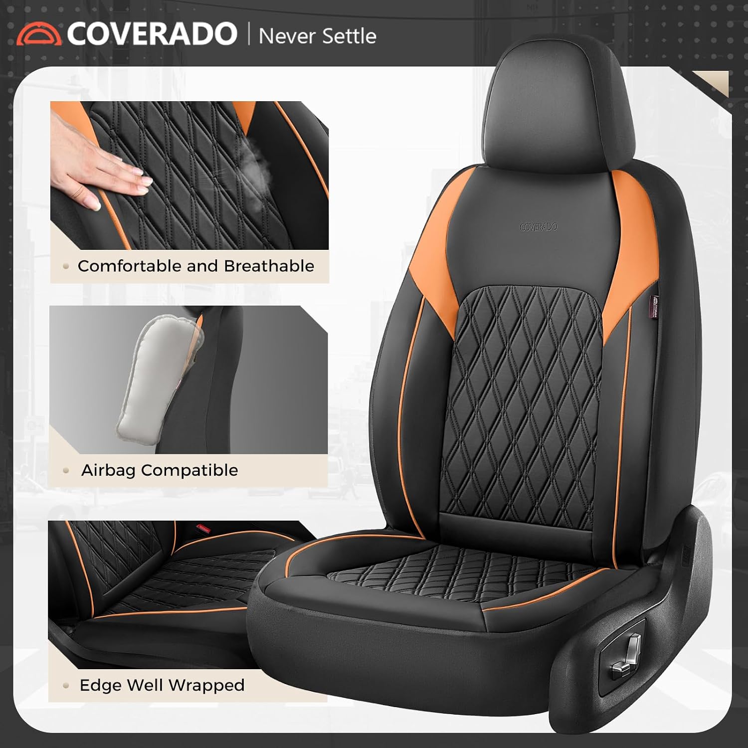Detalle de Coverado Front Seat Covers, Faux Leather