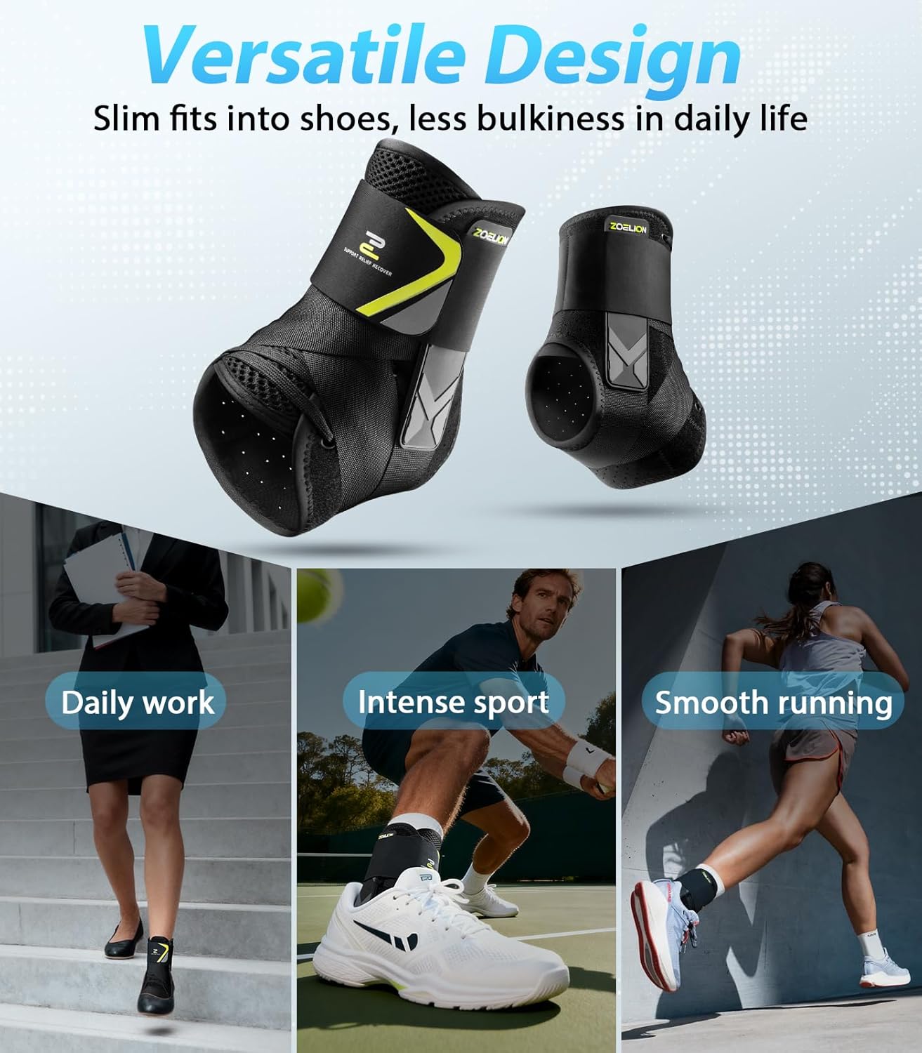 Thumbnail 6 de ZOELION Ankle Support with Side Stabilizing Pads – Quick Lace Up, Breathable & Adjustable for Ligament Injury Recovery