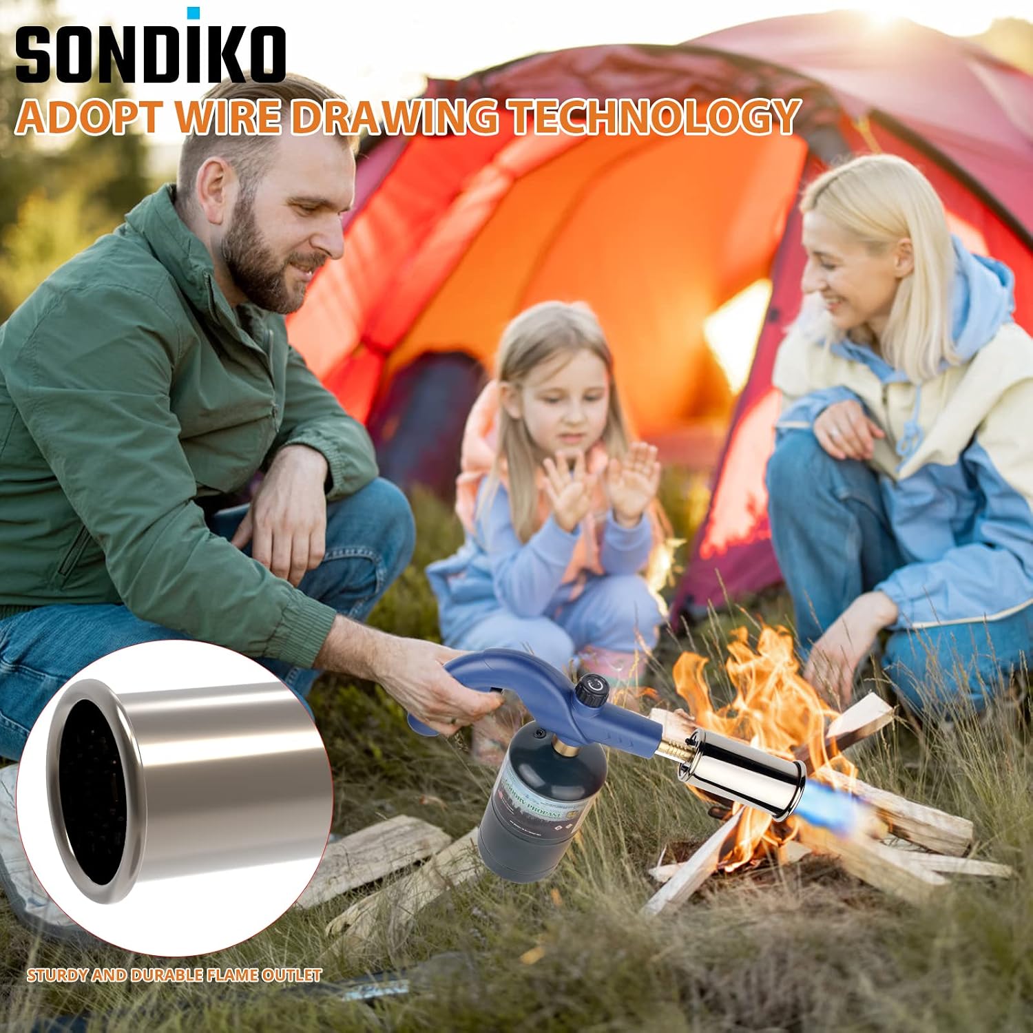 Detalle 1 de Sondiko MT905 Propane Torch Weed Burner, Adjustable Flame, Blue