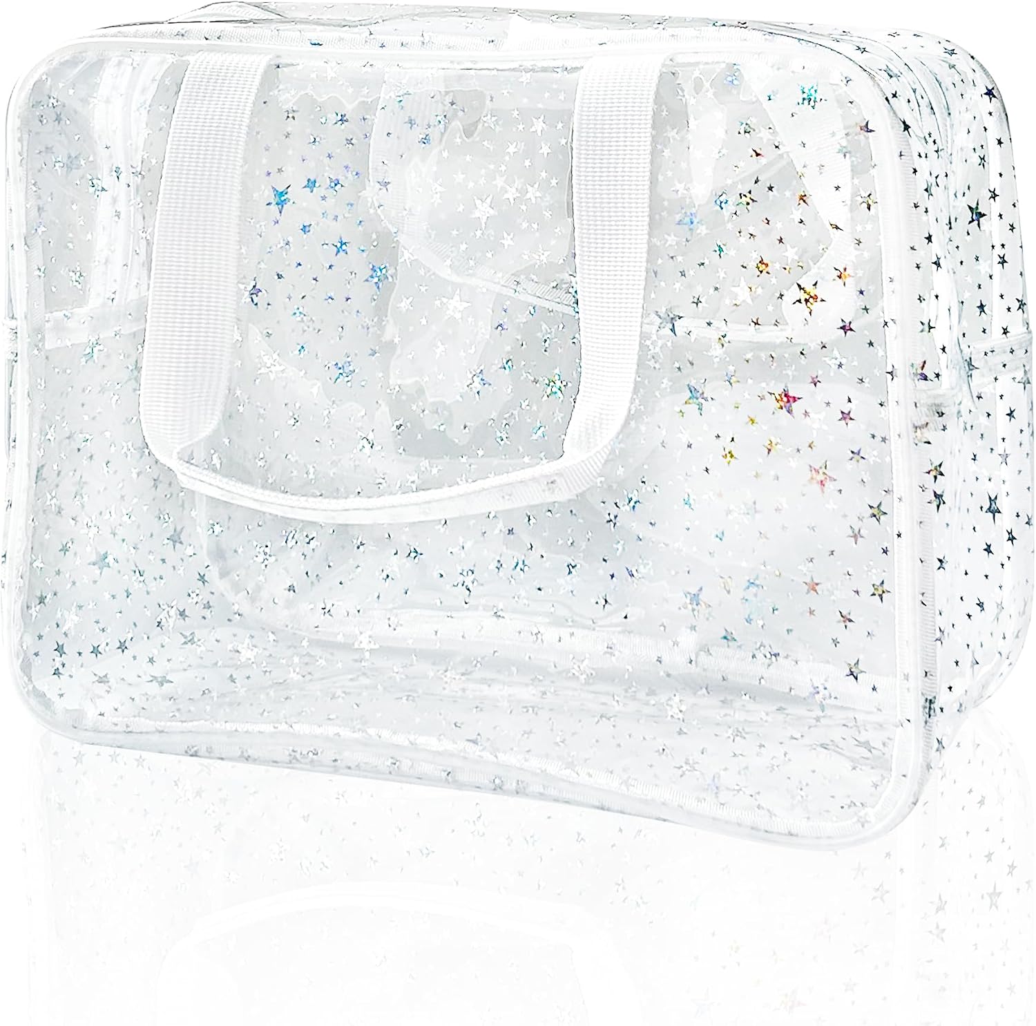 Thumbnail 6 de TotePrint Clear Star Print Cosmetic Bag (PVC Waterproof) – Holographic Pink, 30 x 13 x 21.6 cm