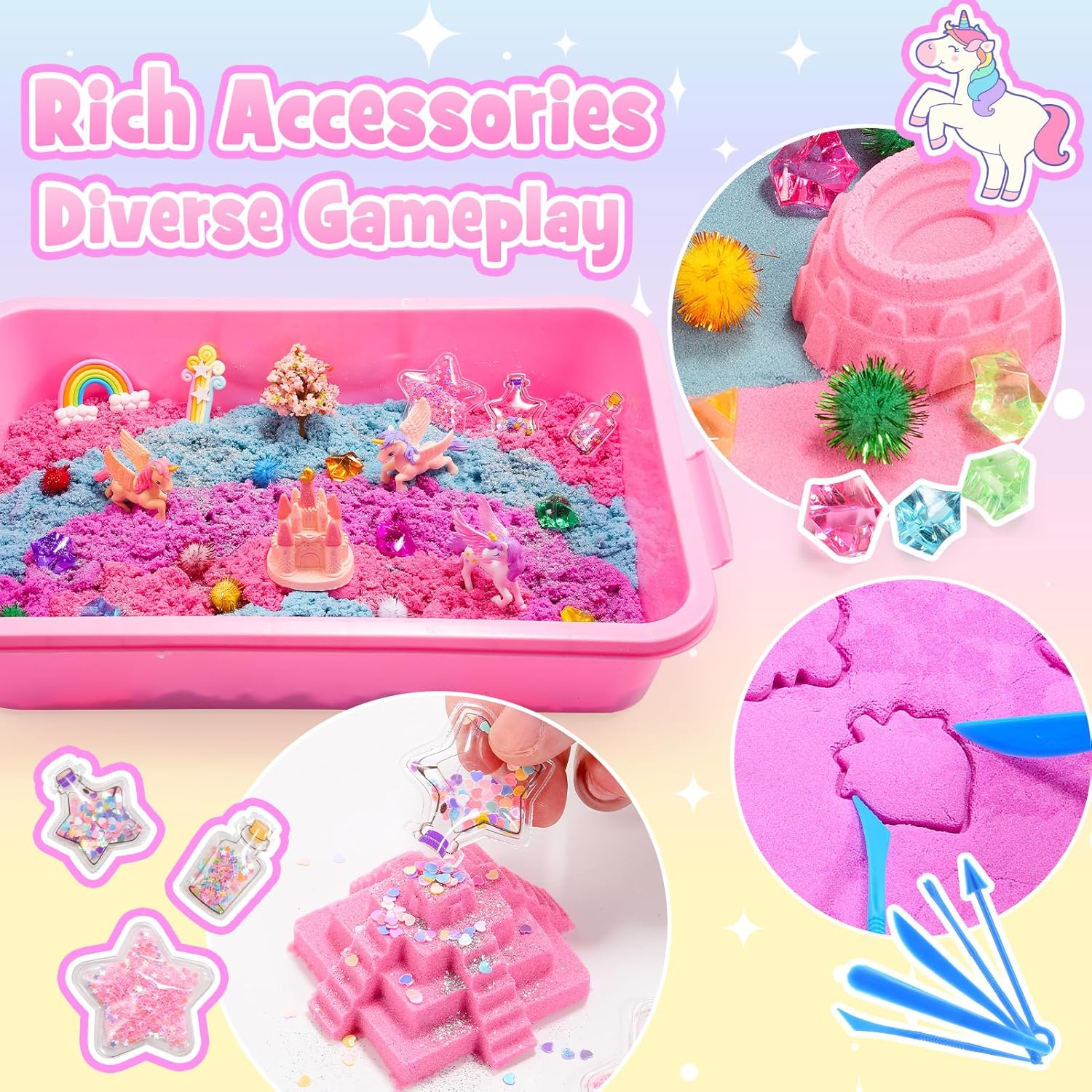 Detalle de Geebiiny Magic Play Sand Set 900g Einhorn