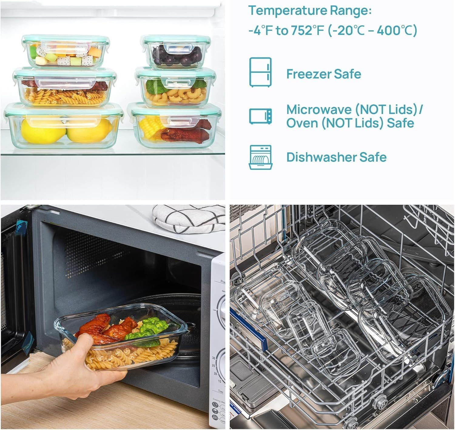 Detalle 2 de Vtopmart 8-Pack Glass Food Storage Containers
