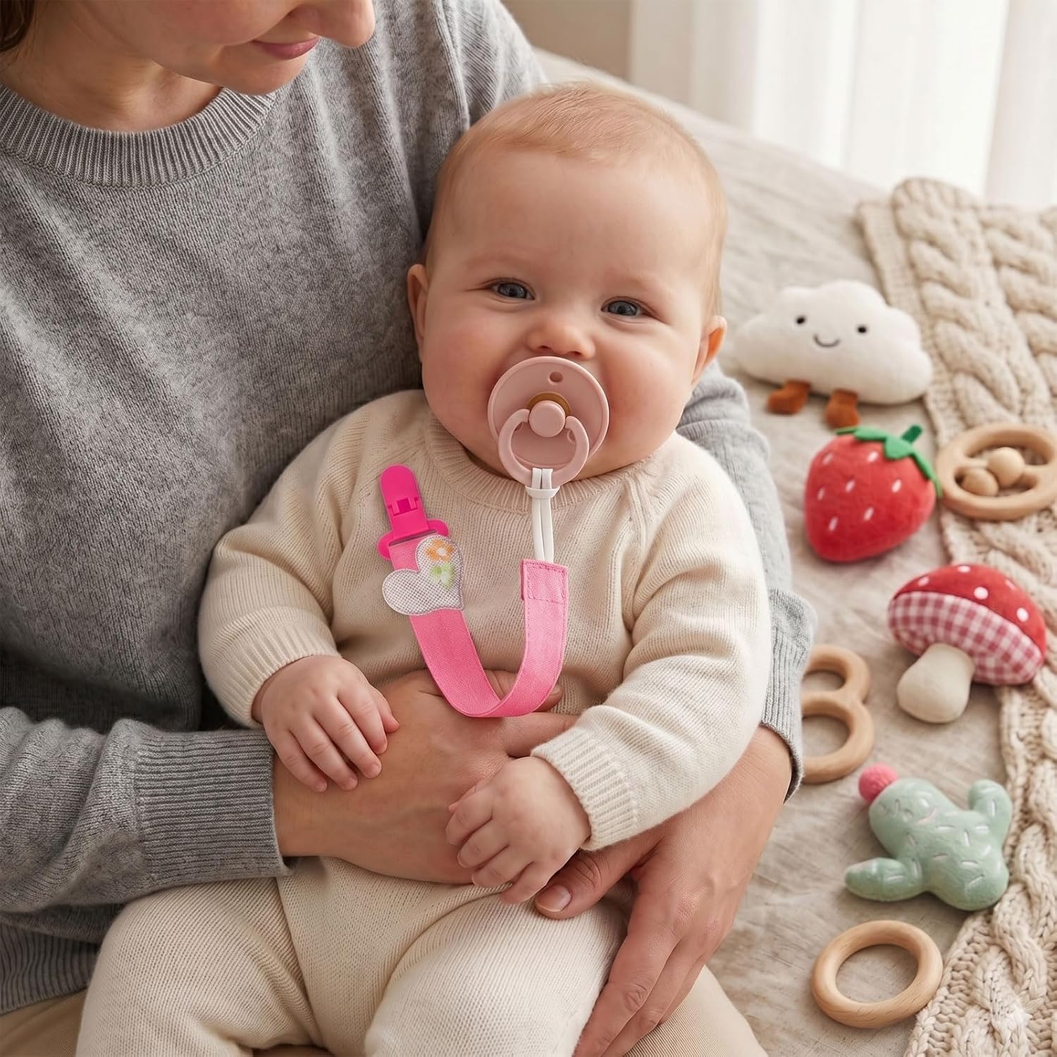 Detalle de 5-Pack Pacifier Clips with 11-Inch Fabric Straps and Resin Clips