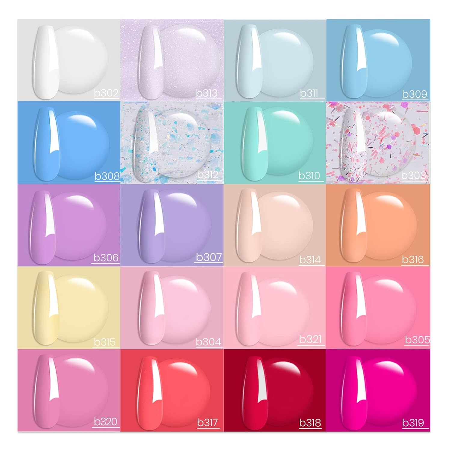 Detalle 2 de Beetles UV Nagellack-Set „Stylish Retro“ – 20 Farben mit Base & Top Coat (Soak-Off)