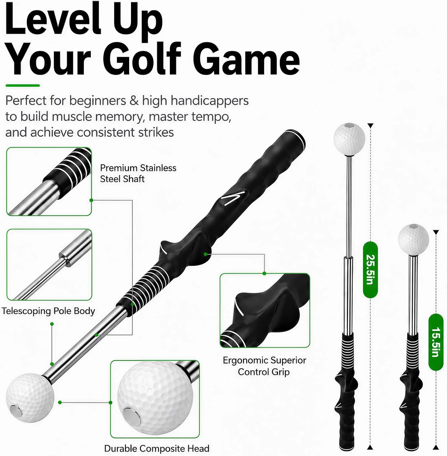 Detalle de ECOSEVEN Golf Swing Trainer, Right-Handed