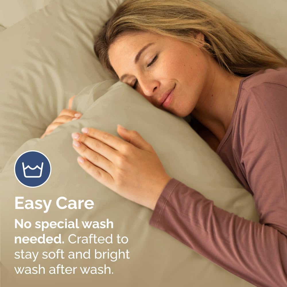 Detalle 1 de CGK Unlimited Body Pillow Cases, Set of 2, Beige Microfiber, 20 x 54 Inches