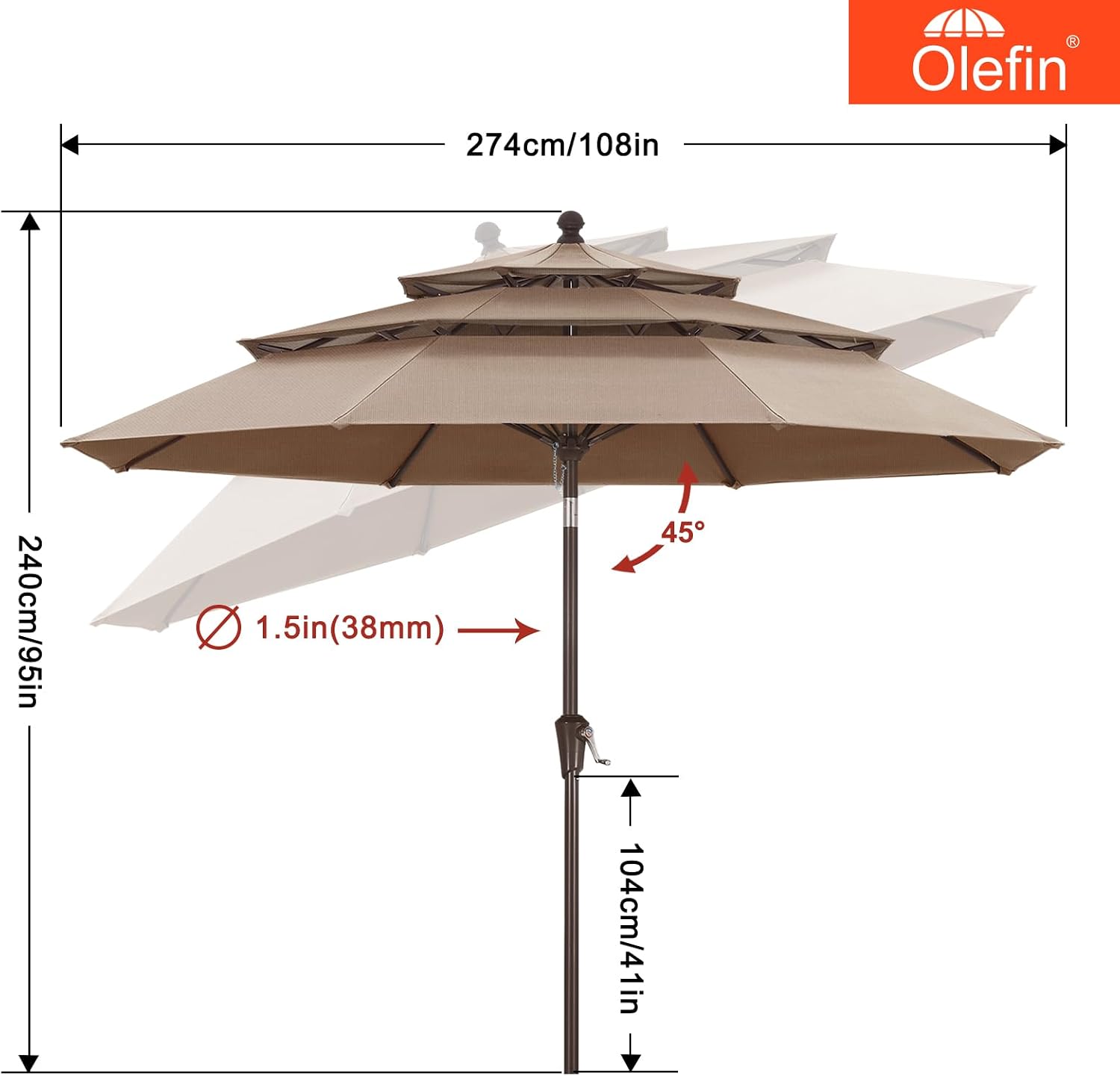 Detalle de MASTERCANOPY Patio Umbrella, 9 ft