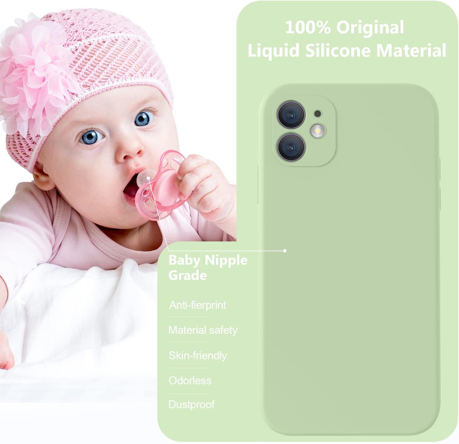 Thumbnail 6 de Vooii iPhone 11 Case in Matcha Green: Upgraded Liquid Silicone with Flat Edges and Full Camera Protection