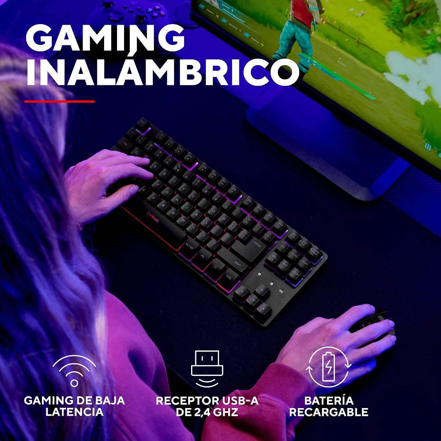 Thumbnail 2 de GXTrust 1831 Dothix Teclado Inalámbrico TKL 80% con RGB y 2.4 GHz