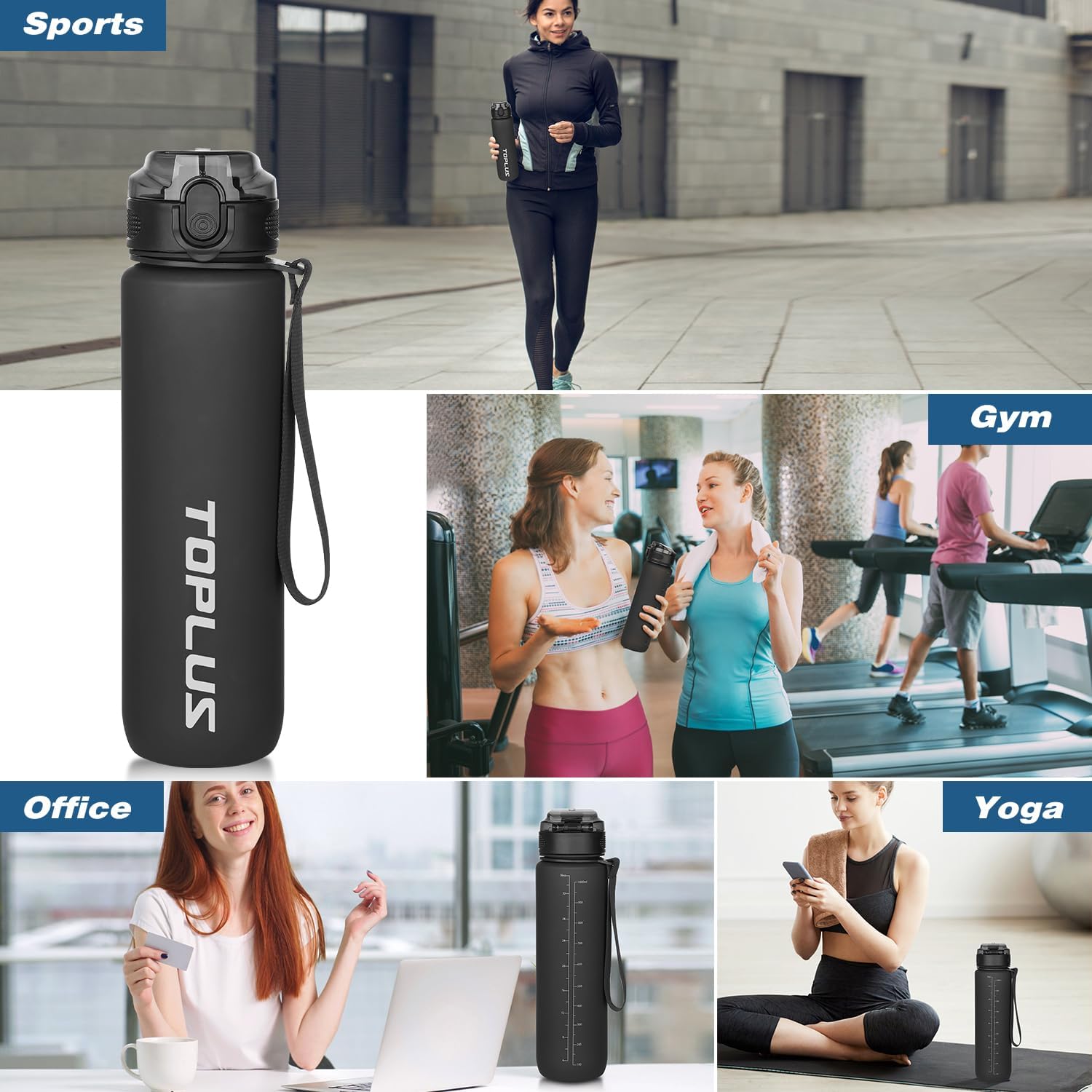 Thumbnail 6 de TOPLUS 1L BPA-Free Tritan Sports Water Bottle