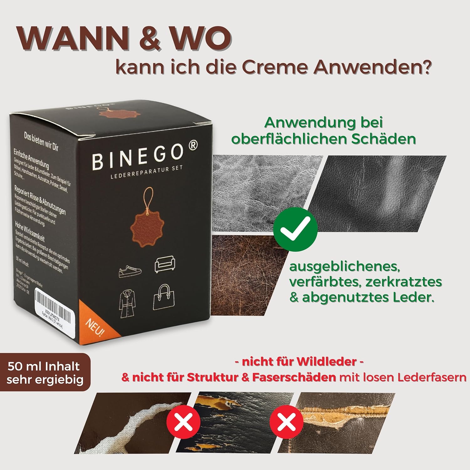 Thumbnail 2 de Binego Lederreparaturset Leder & Kunstleder – Reparaturset in Blau Dunkelblau