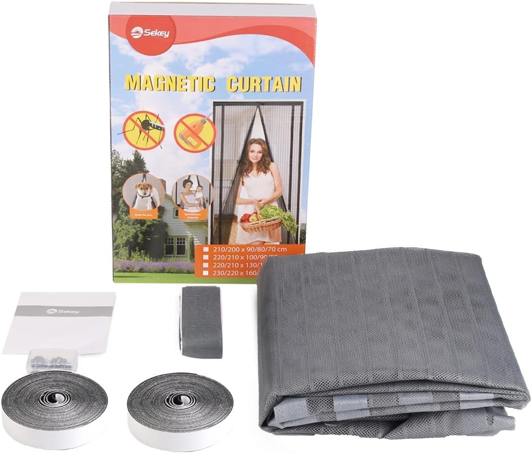 Thumbnail 6 de Sekey Tendina Magnetica 100x220 cm per Zanzariera – Grigio, ritagliabile in altezza e larghezza