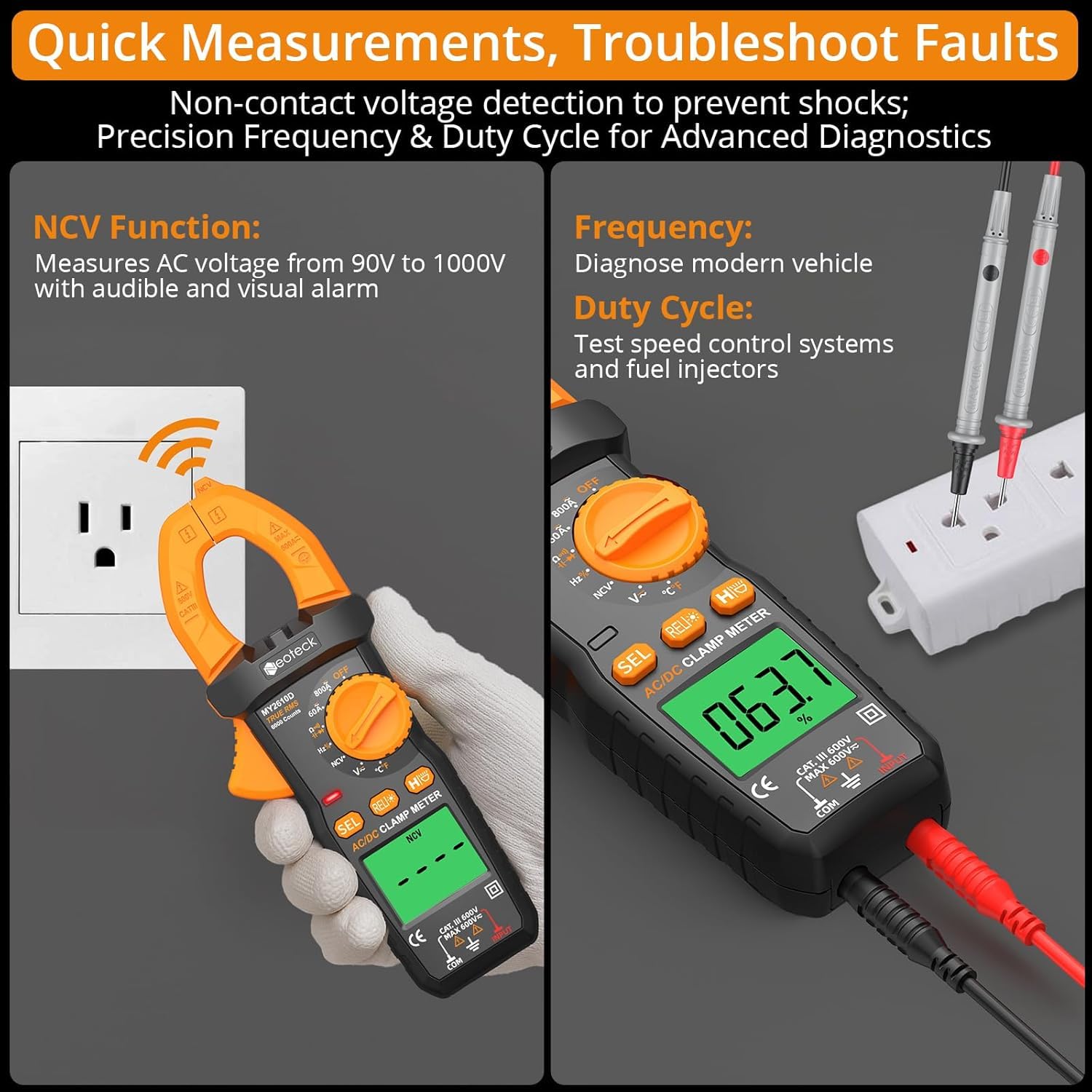 Thumbnail 4 de Neoteck TRMS 6000 Counts Clamp Meter 800A