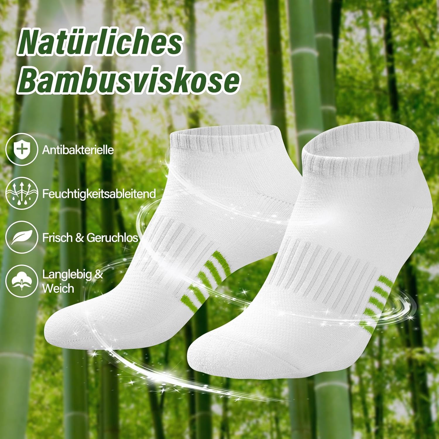 Thumbnail 1 de Effeet Bambus Sneaker Socken Damen (6/12 Paar) – atmungsaktive, gepolsterte Sportsocken für 39–42