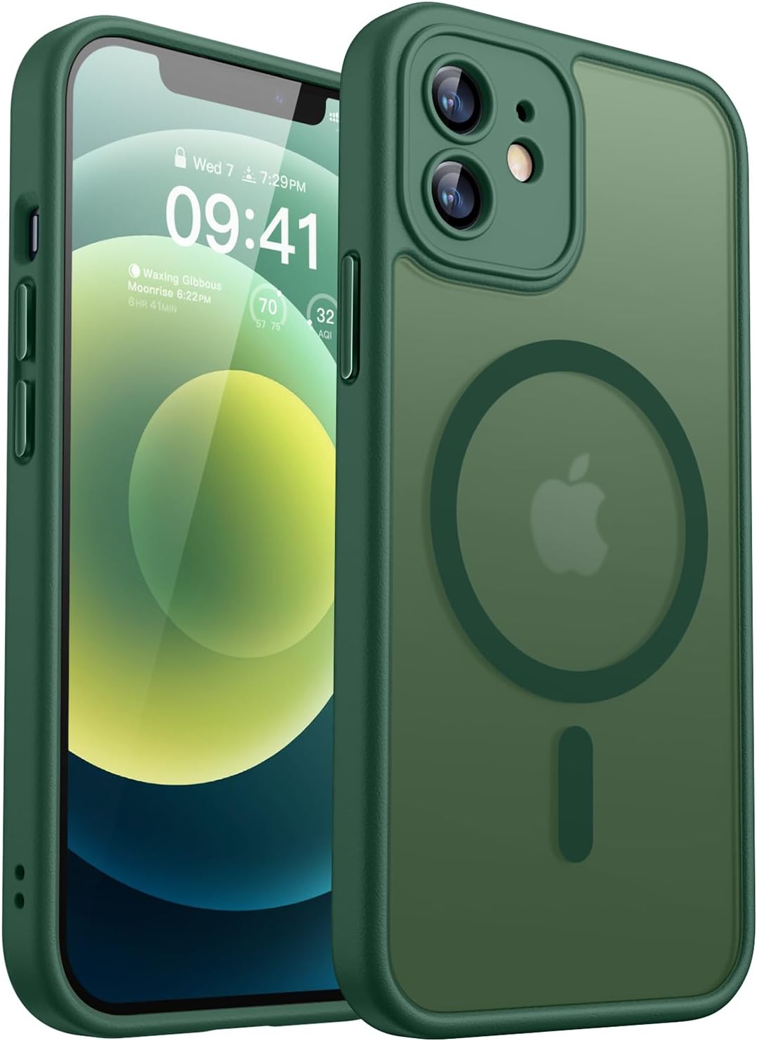 Detalle de CANSHN Magnetica Cover per iPhone 12 Mini (5.4 Pollici) – Verde Profondo, protezione completa della fotocamera e compatibilità MagSafe