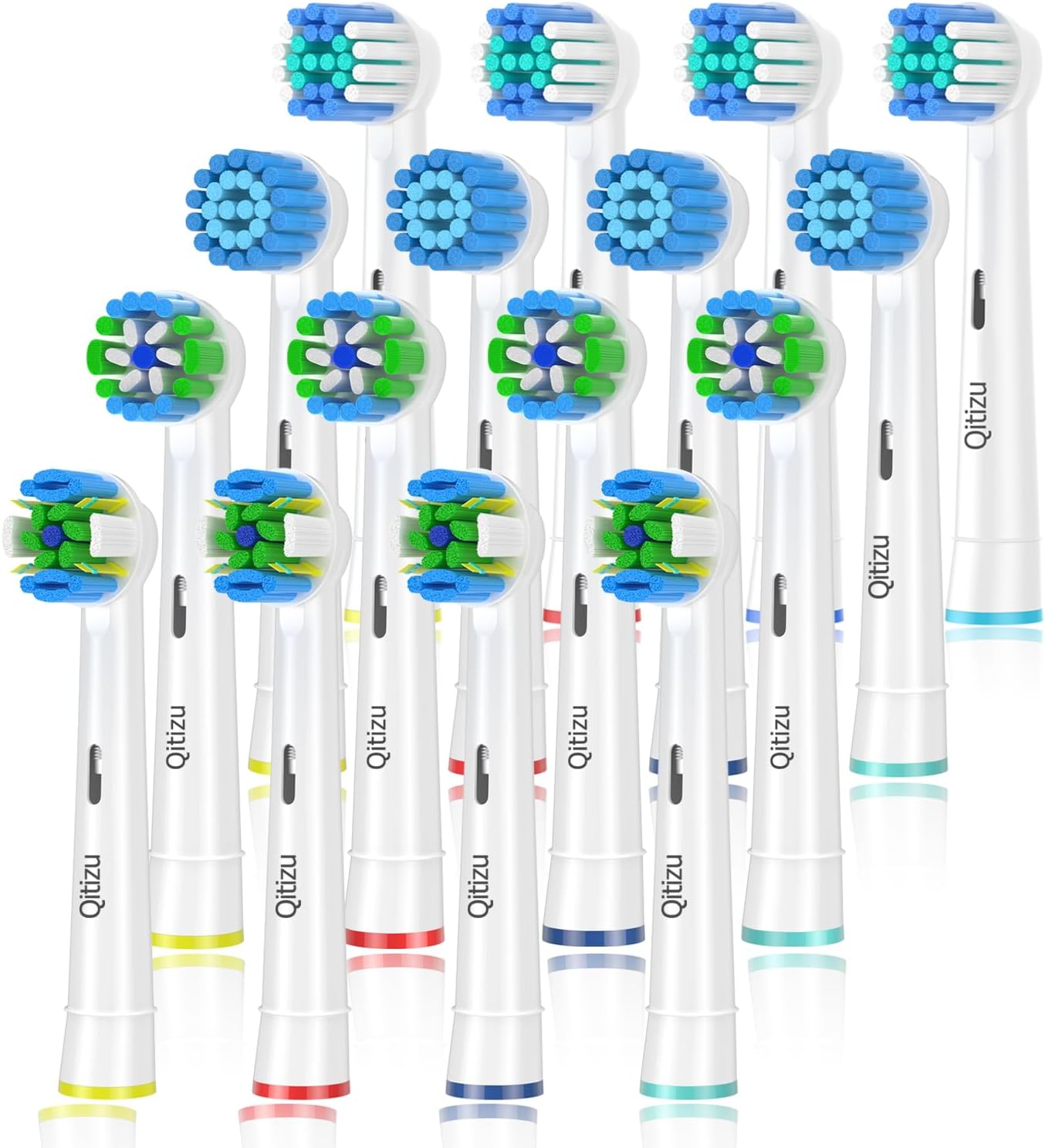 Detalle de Qitizu Toothbrush Head 16pcs replacement for Oral‑B electric toothbrushes 🪥