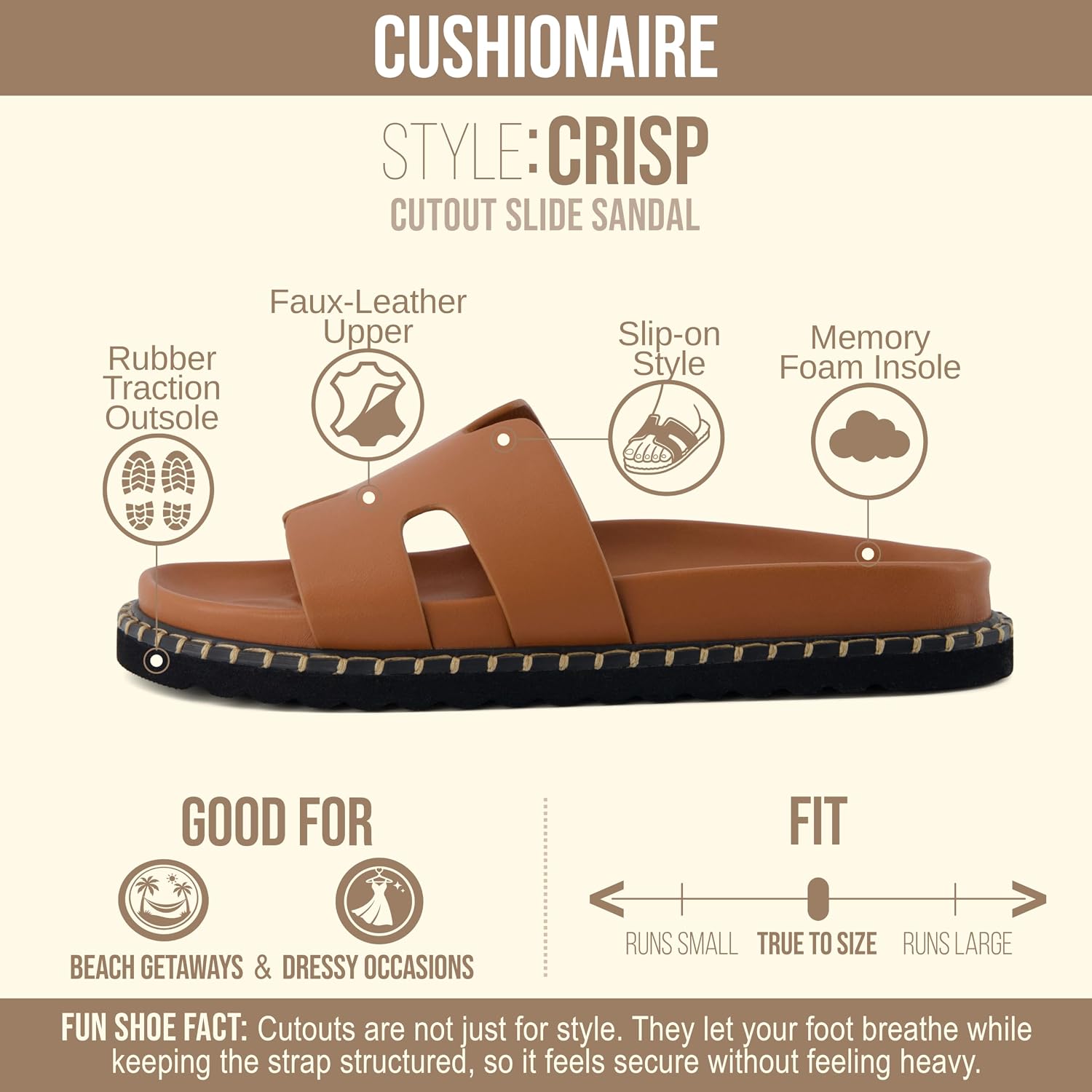 Thumbnail 3 de CushionAire Crisp Women’s Slide Sandal (Faux Leather) with Memory Foam & Wide Widths
