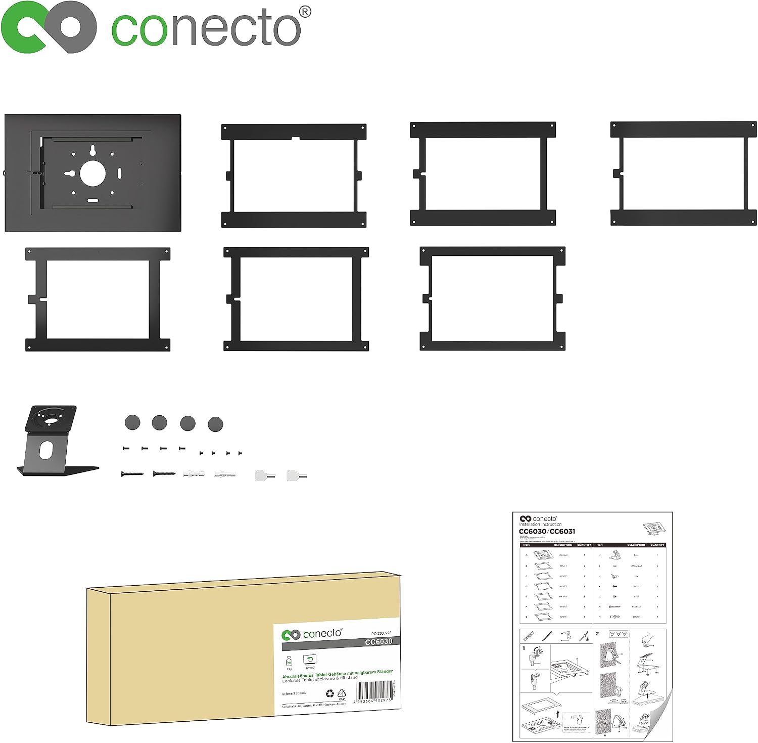 Thumbnail 4 de conecto – zamykany uchwyt na tablet z obudową stalową i VESA 75 × 75