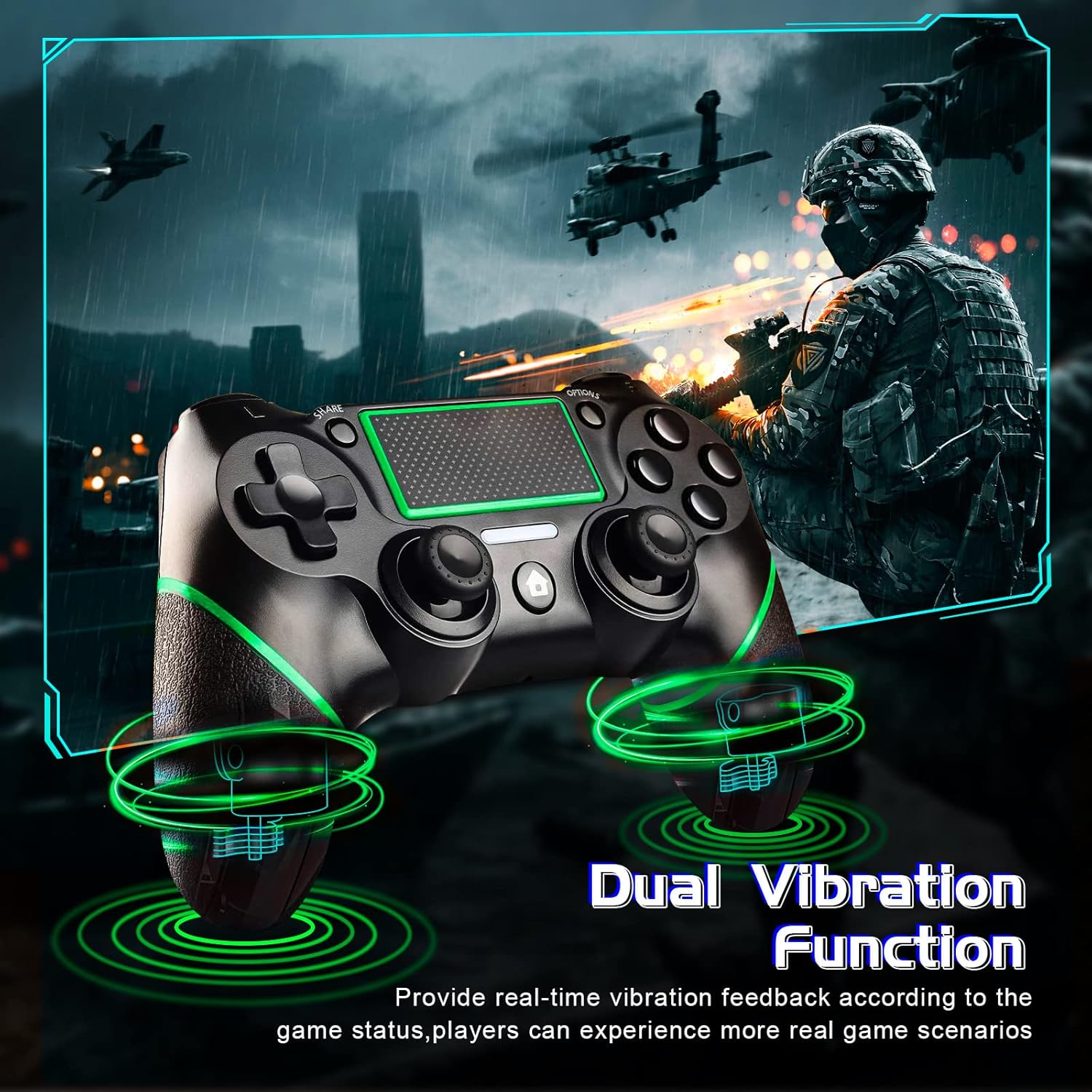 Detalle de Holilo Controller wireless per PS-4: controller compatibile PS4/Pro/Slim, vibrazione doppia e touch panel