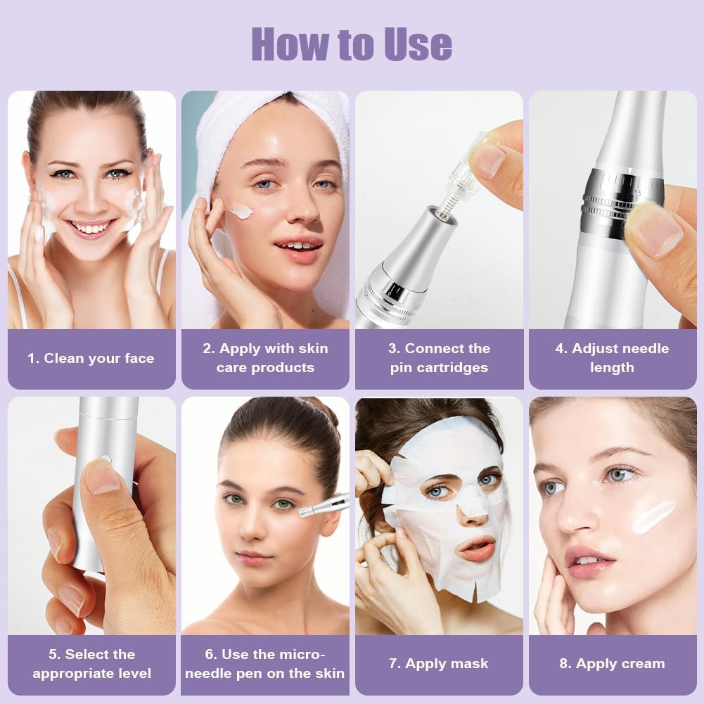 Thumbnail 6 de Vicloon Dermapen Elettrico per Microneedling Professionale con Display LCD, 6 livelli e 12 cartucce sigillate