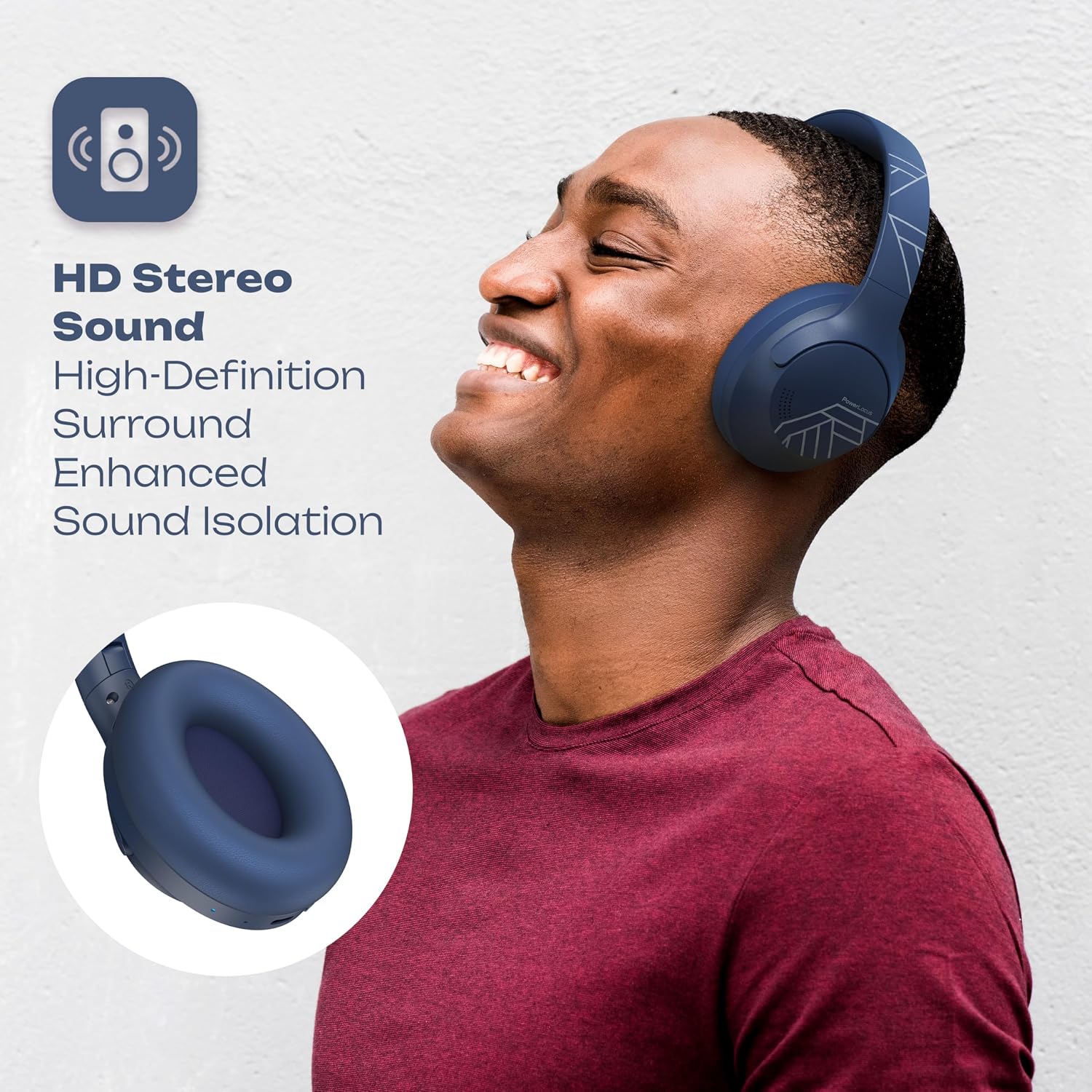 Thumbnail 5 de PowerLocus Bluetooth Headphones Over Ear (Blue) – 50 Hours Playtime, 4 EQ Modes, Foldable & Wired Option
