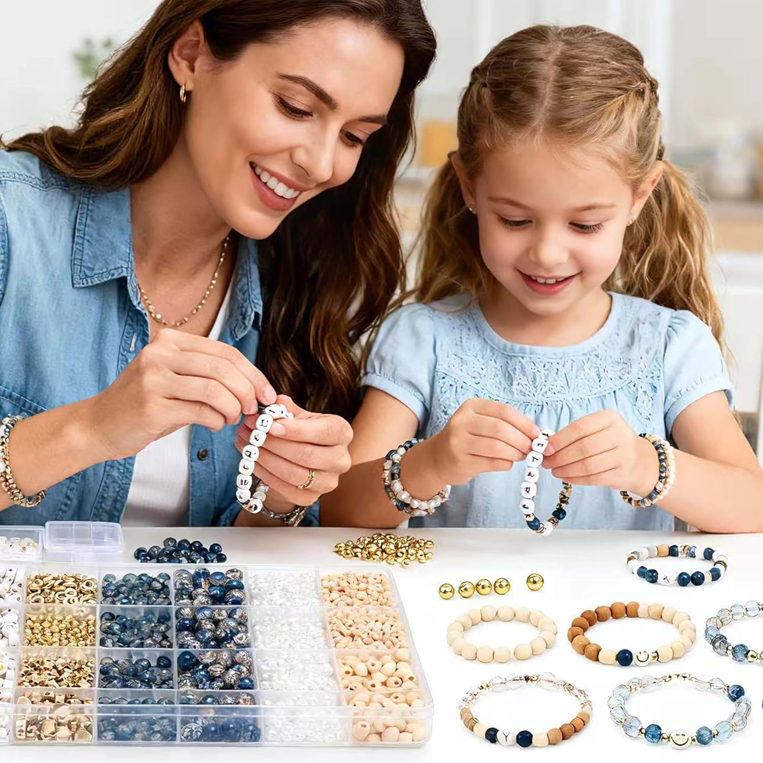 Thumbnail 5 de Leuyuee Glasperlen-Set für Schmuck DIY (ca. 240 Perlen) – Craquelé & Farbverlauf, zum Auffädeln