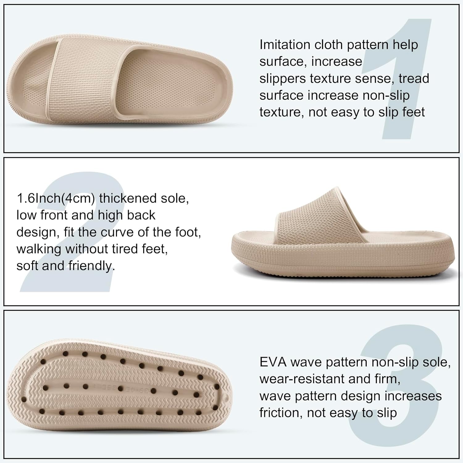 Detalle de HEOAARG Claquettes/Chaussons Nuage Léger – Confort Eva pour Maison, Jardin et Plage