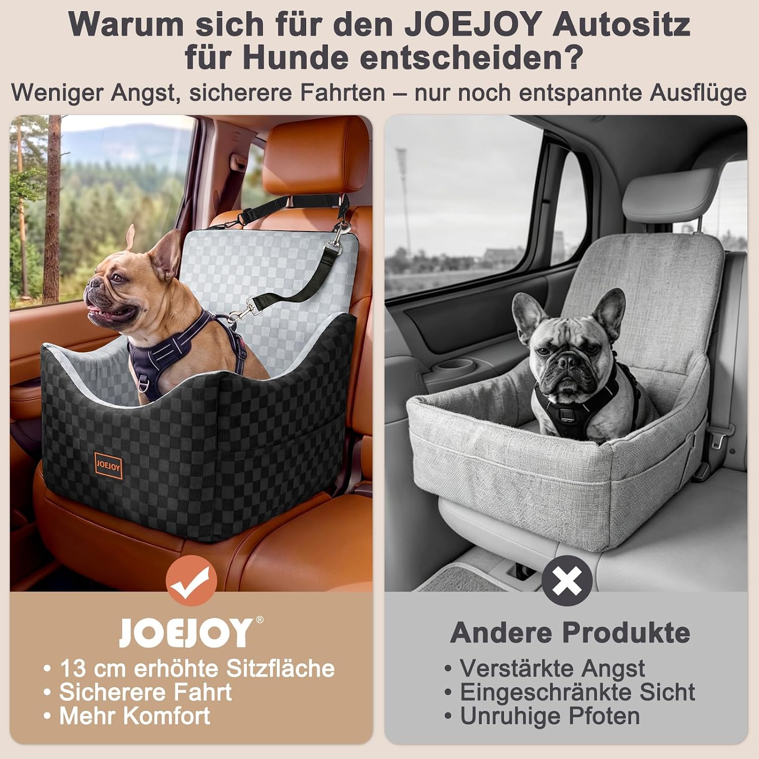 Detalle 2 de JOEJOY Hunde Autositz 12,7 cm Erhöhung