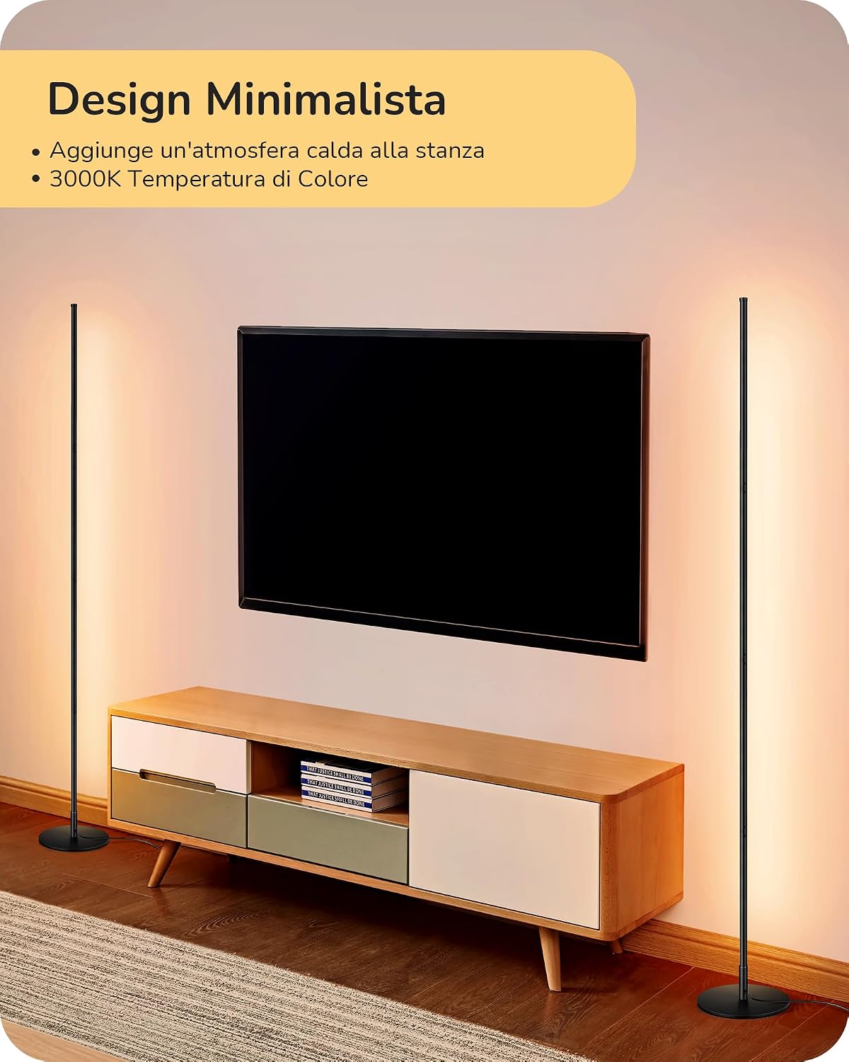 Detalle de EDISHINE Lampada da Terra LED Dimmerabile, Altezza Regolabile, Nero