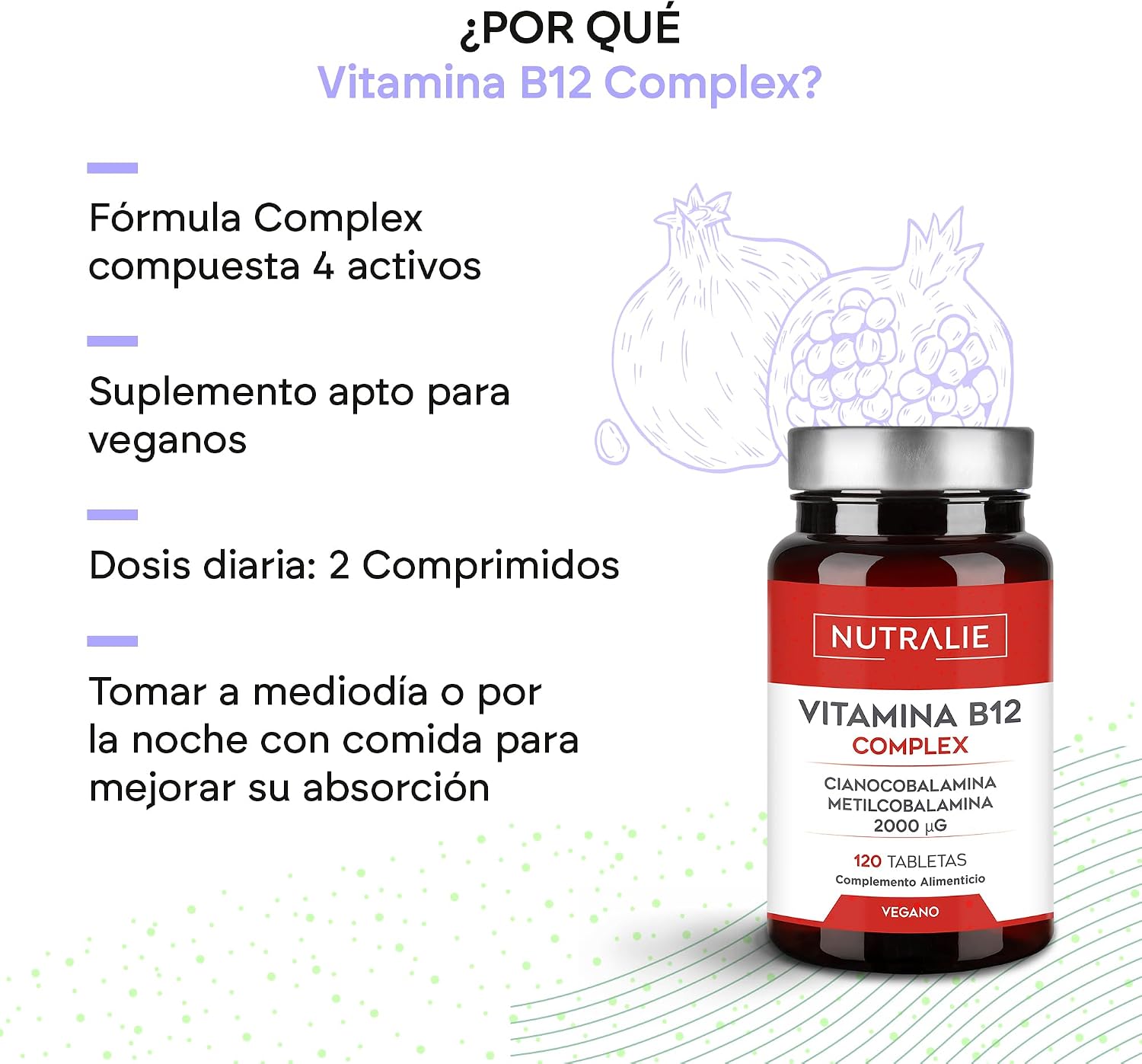 Detalle de NUTRALIE Vitamina B12 Vegana 2000mcg 120 comprimidos