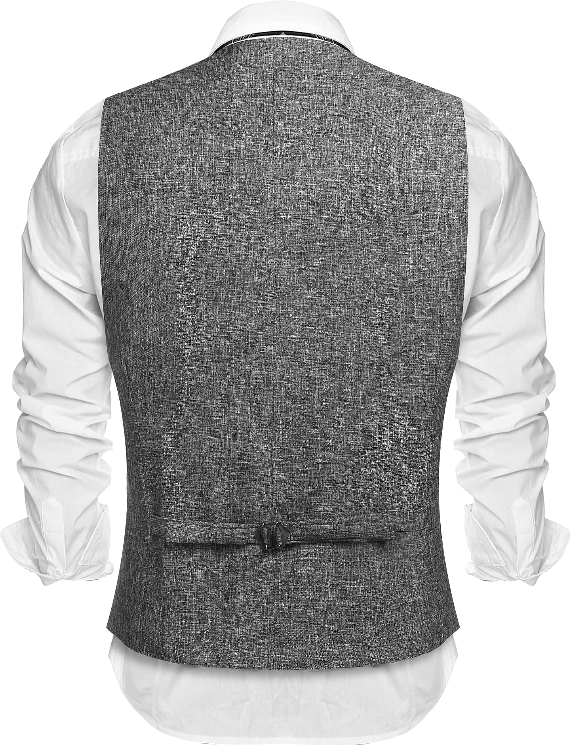 Detalle 2 de COOFANDY Men's Lightweight Slim-Fit Waistcoat, Four-Button Linen-Textured Vest