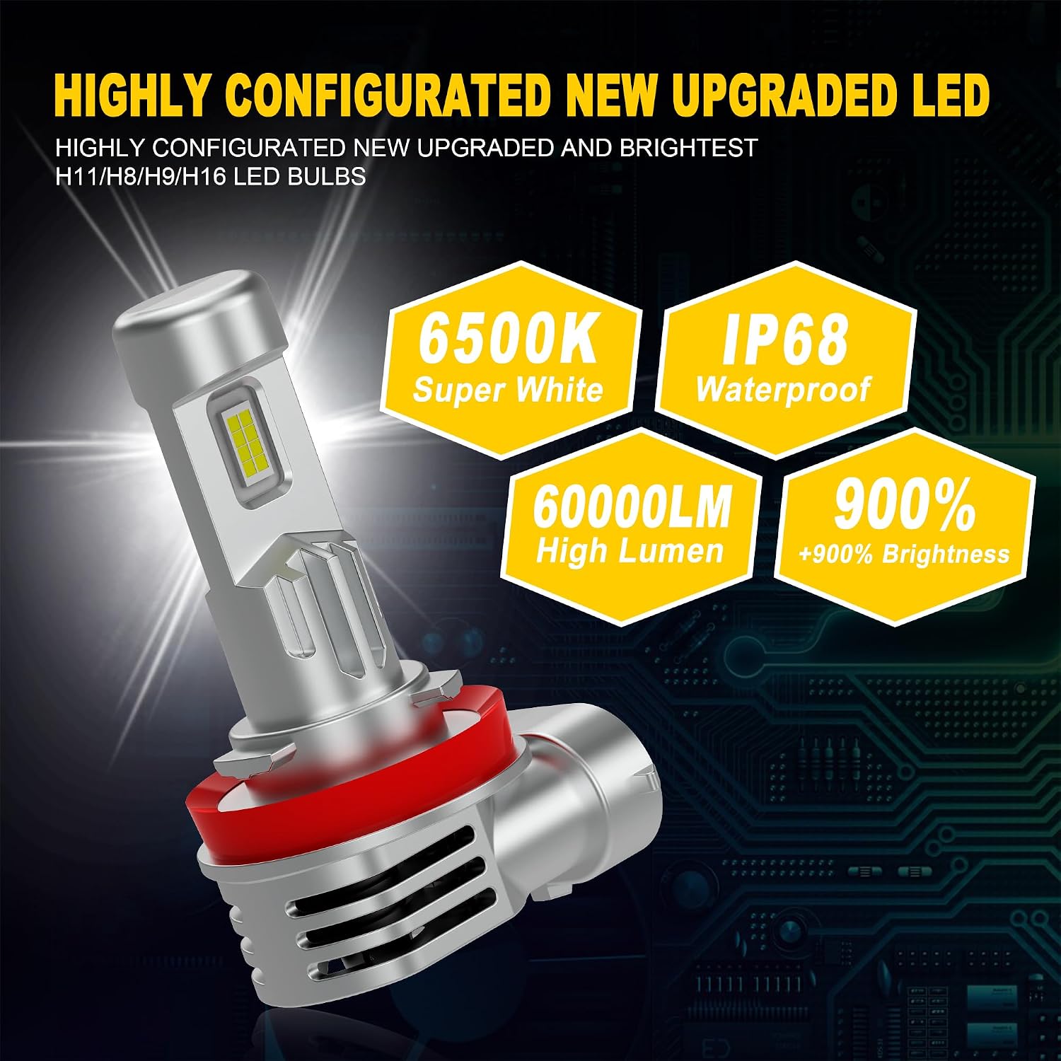 Thumbnail 3 de KIMLATAR H11 60000LM LED Bulbs 6500K