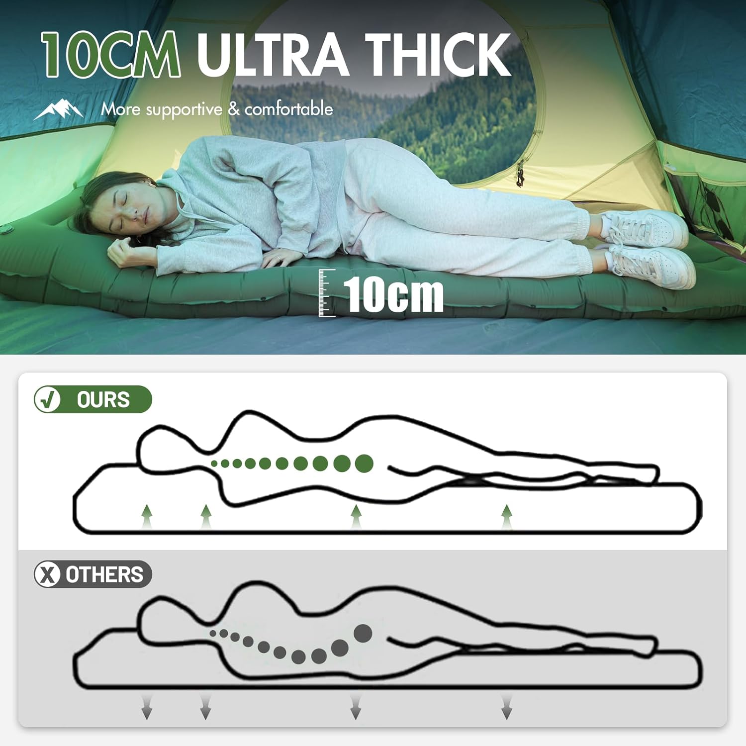 Thumbnail 2 de Portal Camping Mattress Single 10cm Thick with Built-in Foot Pump