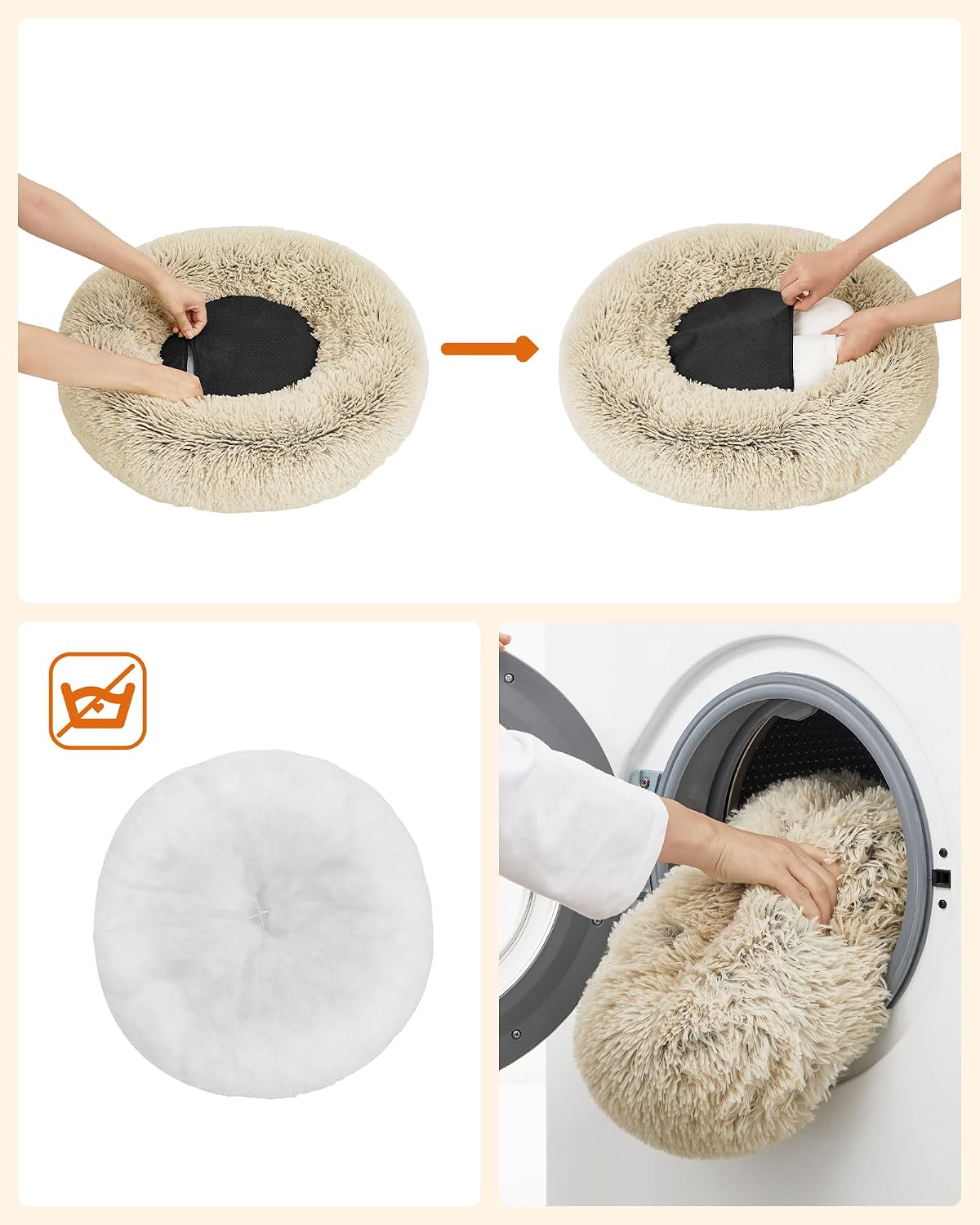 Thumbnail 3 de Feandrea Cuccia Cane Interno a Ciambella Ø 60 cm con cuscino sfoderabile e lavabile (cachi ombré PGW038S01)