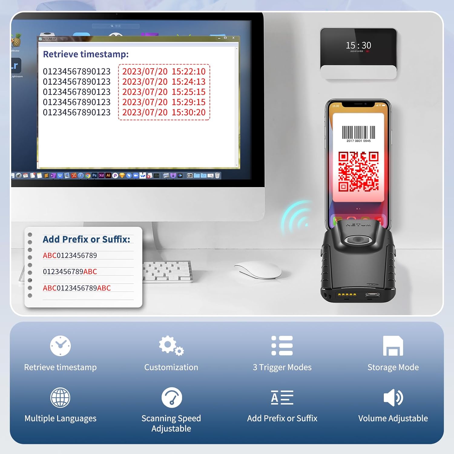 Thumbnail 5 de NETUM E800 scanner de codes-barres 1200 mAh