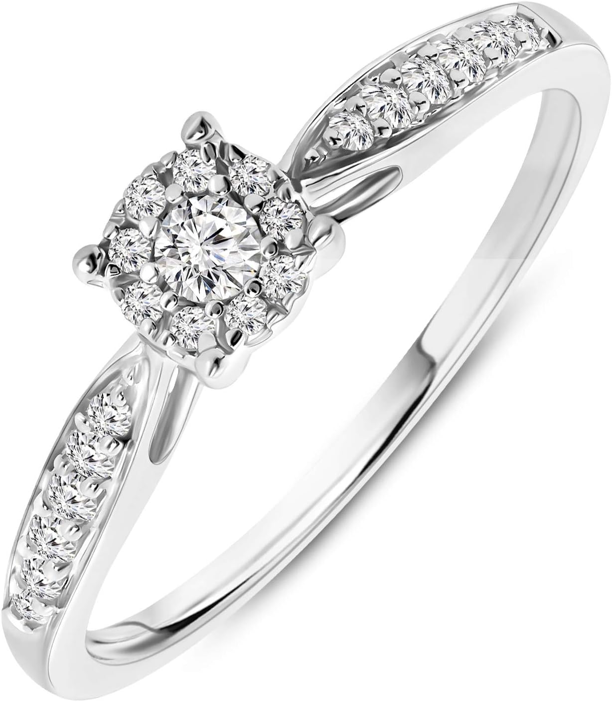 Thumbnail 1 de MIORE Bague de Fiançailles en Or blanc 9K (375) 0,20 Ct avec Diamants – Bijou élégant et éthique