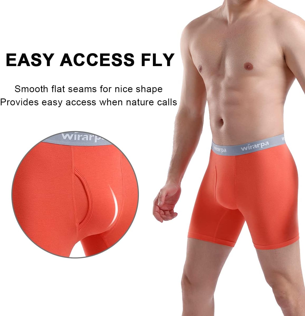 Detalle 2 de wirarpa Cotton Boxer Briefs for Men, 4-Pack with Open Fly